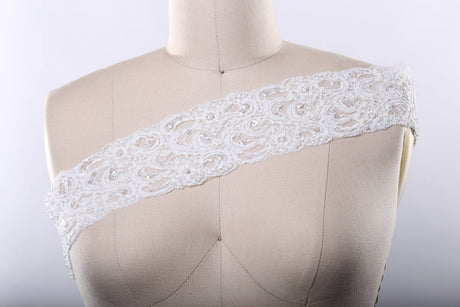 Bridal Lace Trim White Ivory Beaded Cording
