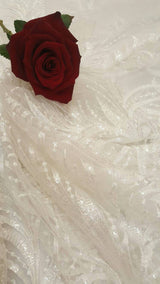 Clear Sequin Bridal Lace Off White