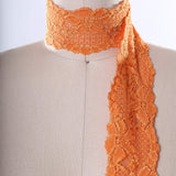 Stretch Lace Trim Orange Floral 2.5"