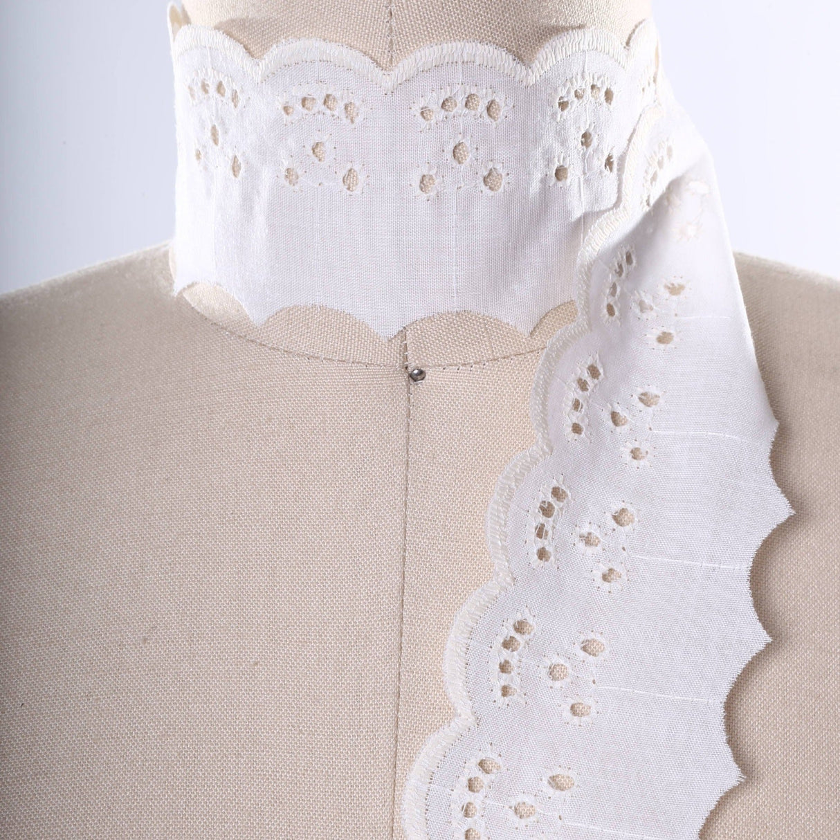 Eyelet Lace Trim Ivory Cotton Scalloped Edging