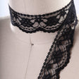 Lace Trim Black Floral Scalloped Edge