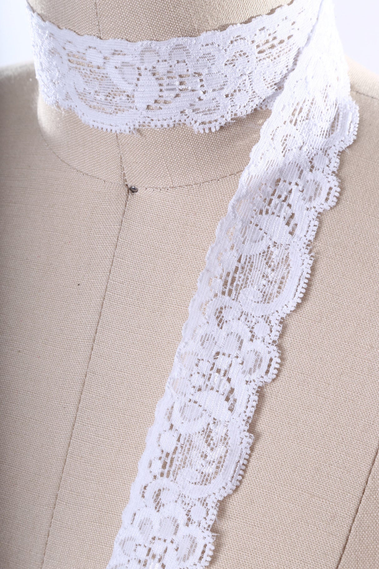 Stretch Lace Trim White 1 Inch