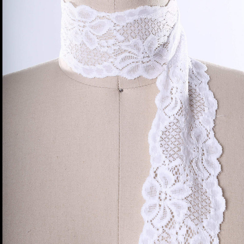 Stretch Lace Trim White Ivory 2.5 Inch