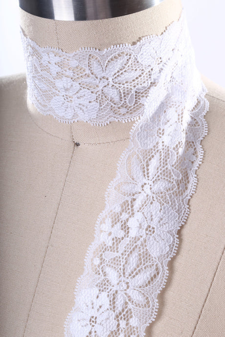 Stretch Lace Trim White 2in