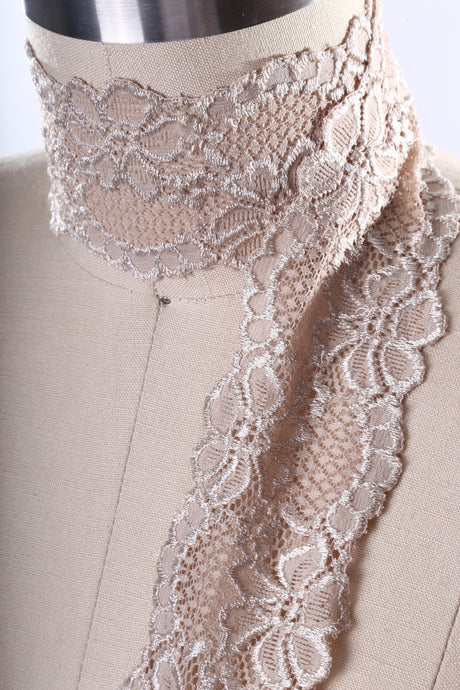 Stretch Lace Trim Beige 2.5 Inch