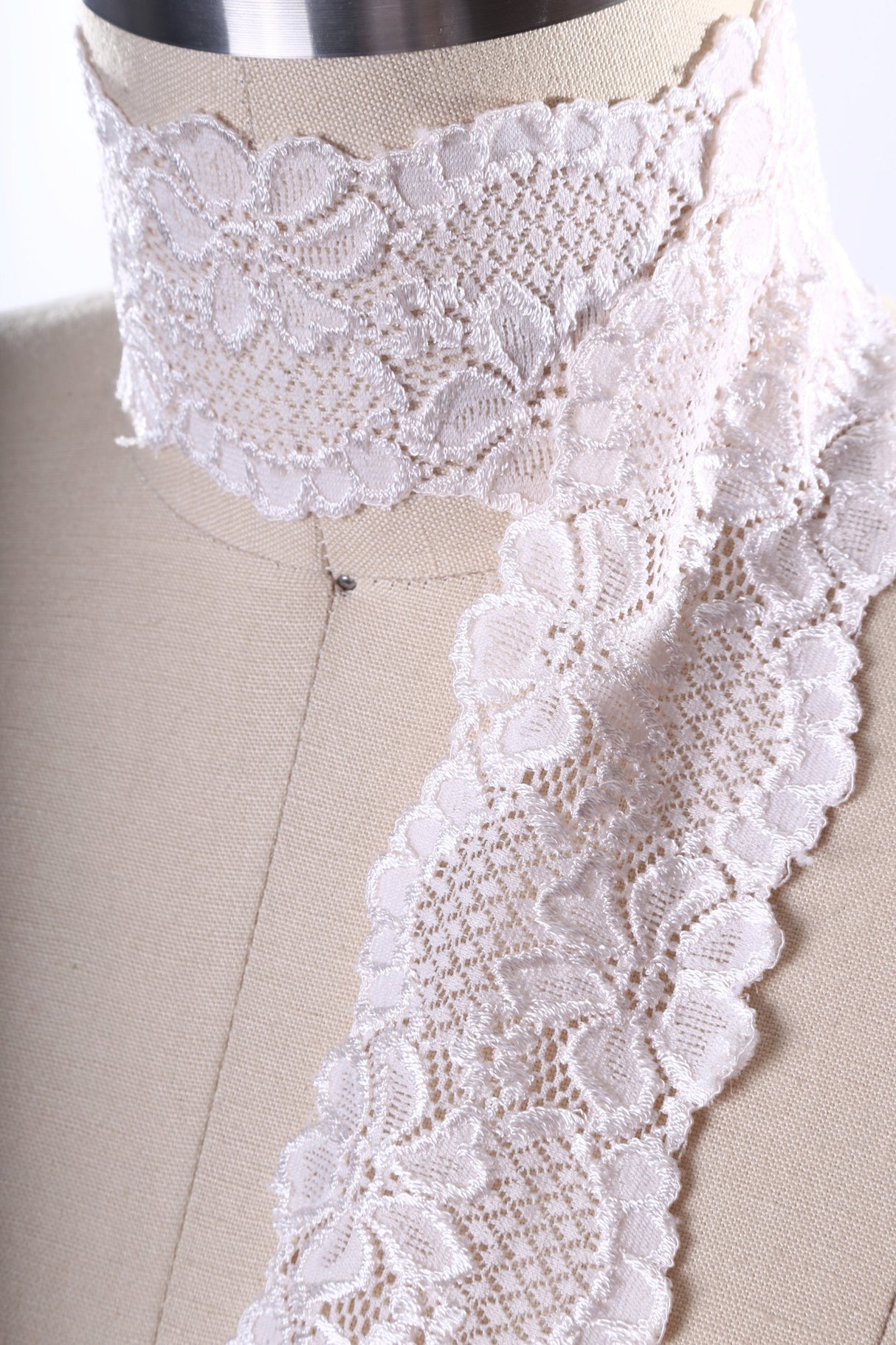 Stretch Lace Trim White Ivory 2.5 Inch
