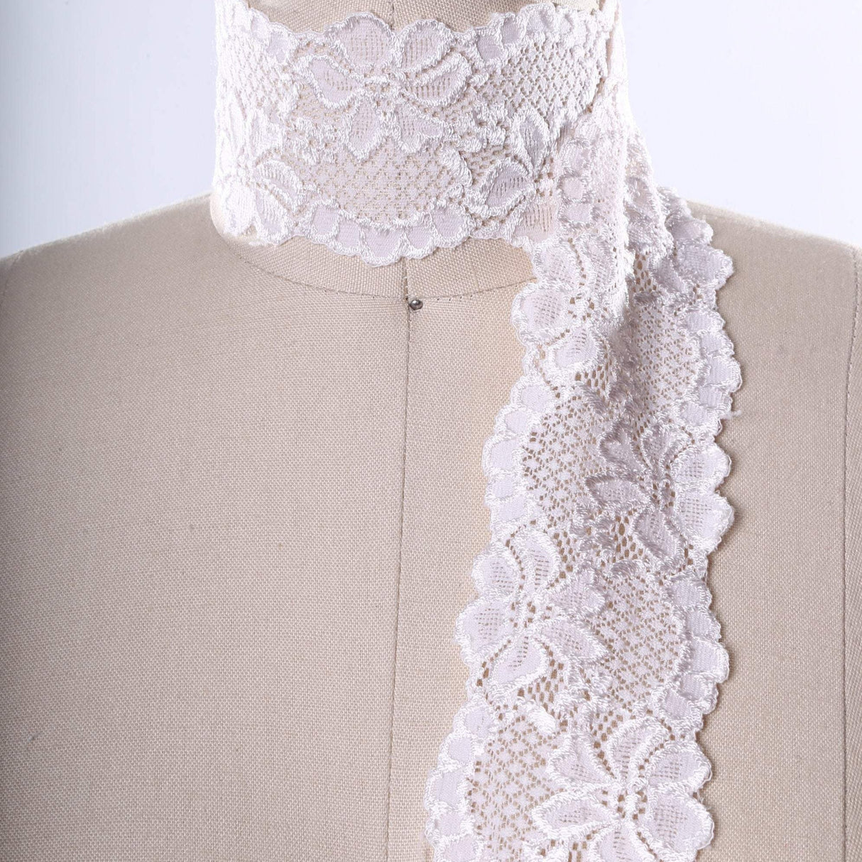 Stretch Lace Trim White Ivory 2.5 Inch