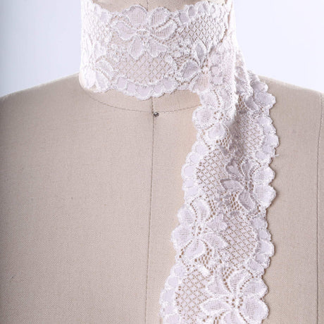 Stretch Lace Trim White Ivory 2.5 Inch