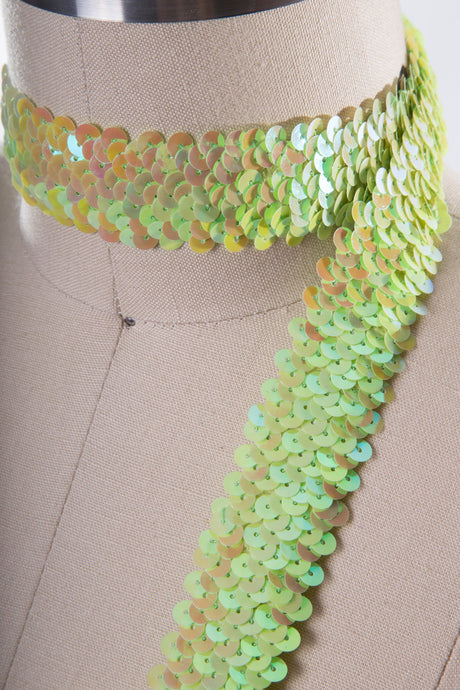 Stretch Sequin Trim Iridescent Lime Green 1.5in