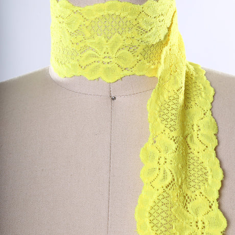 Stretch Lace Trim Bright Yellow 2.5 Inch