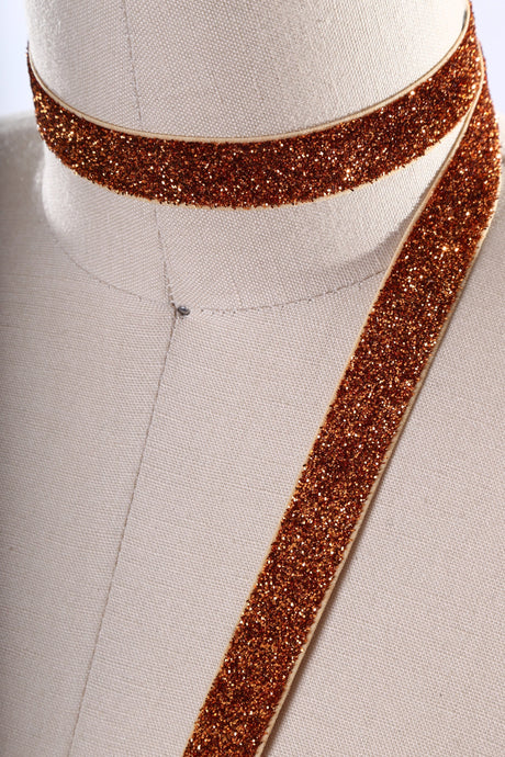 Glitter Elastic Trim Burnt Orange 5/8"