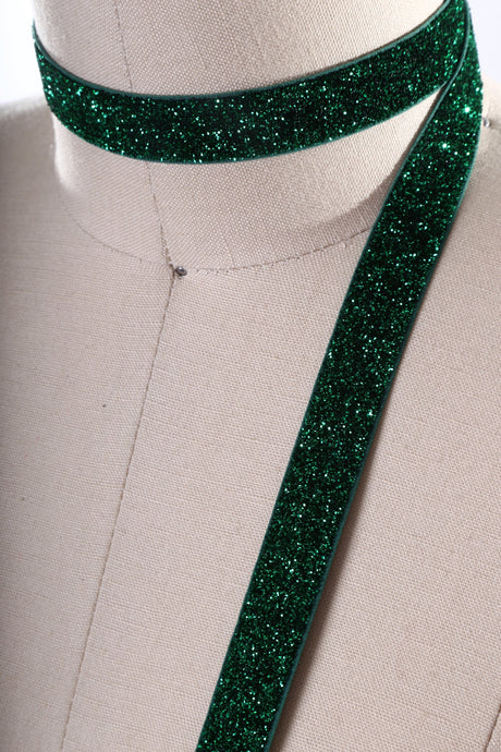 Glitter Elastic Trim Green 5/8"