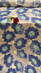 Rayon Challis Blue Mint Floral Fabric