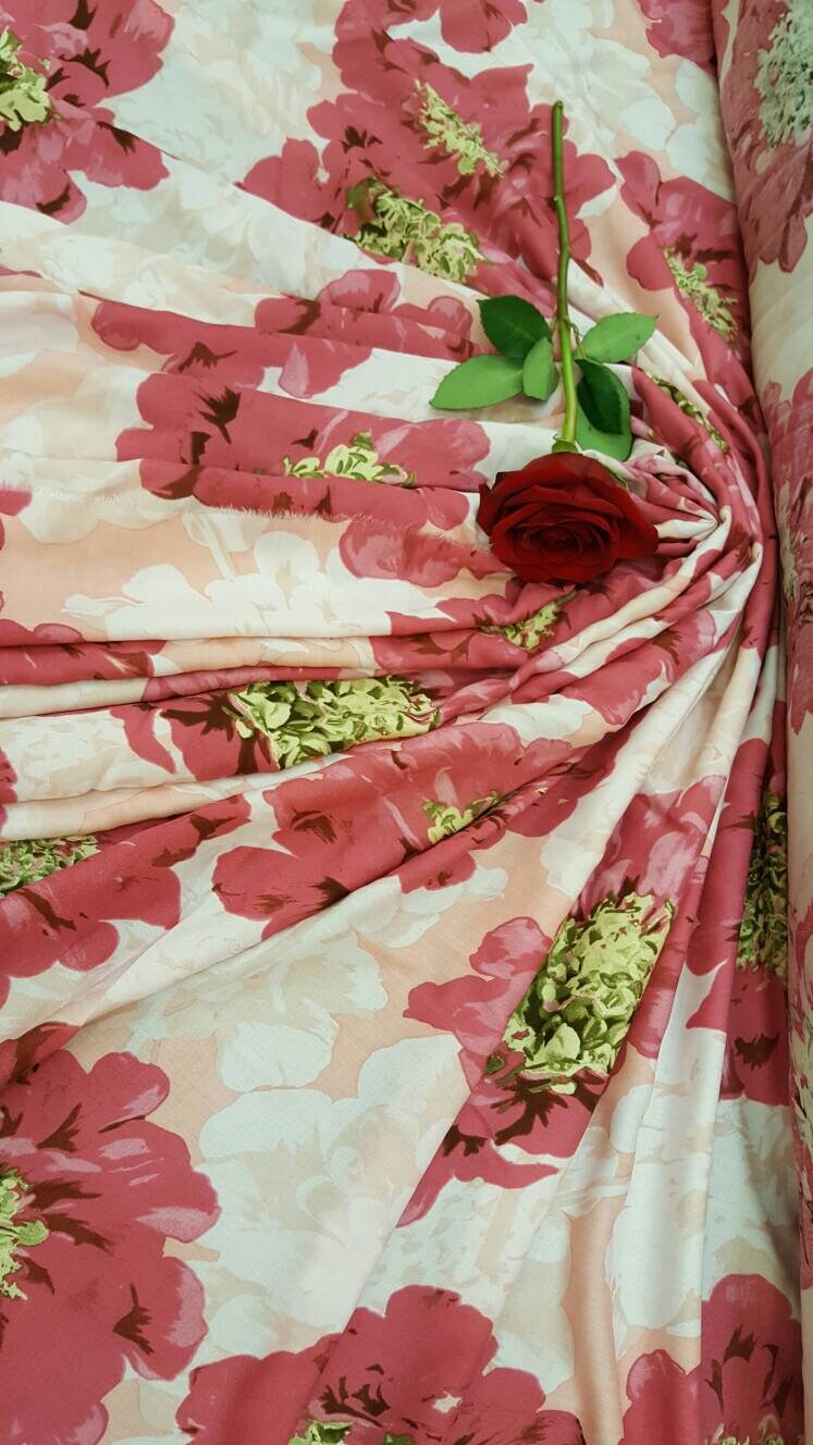 Rayon Challis Pink Blush Floral