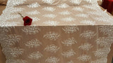 Embroidered Lace Floral Flowers on Mesh Off White