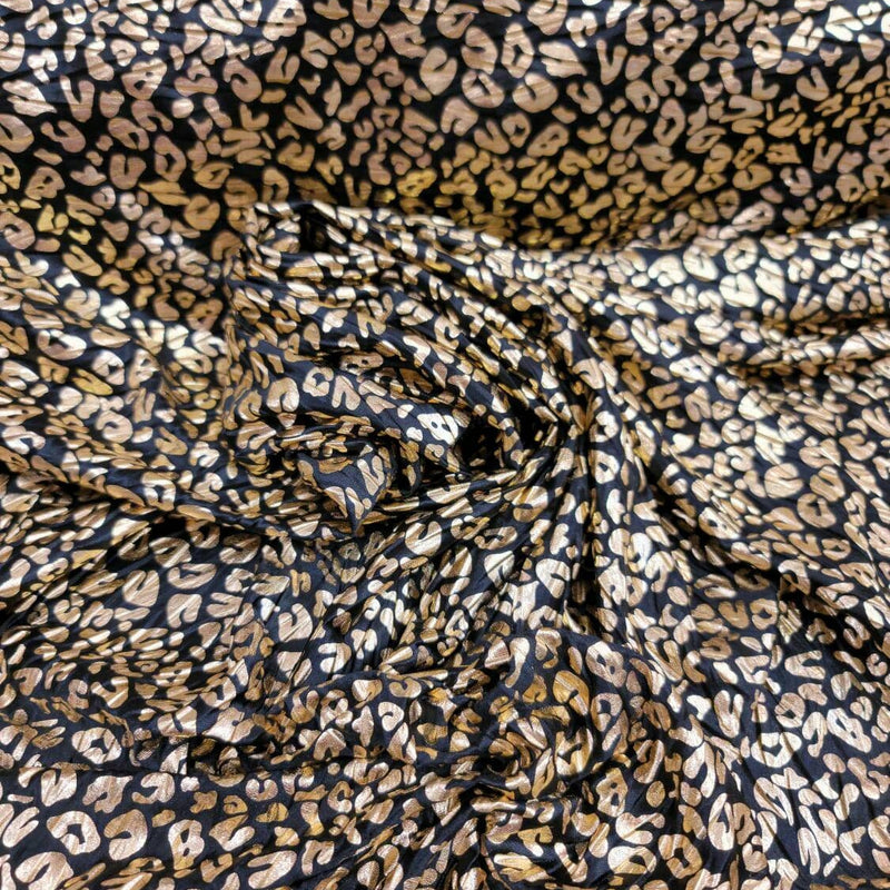 Stretch Faux Leather Cheetah Print Gold Black