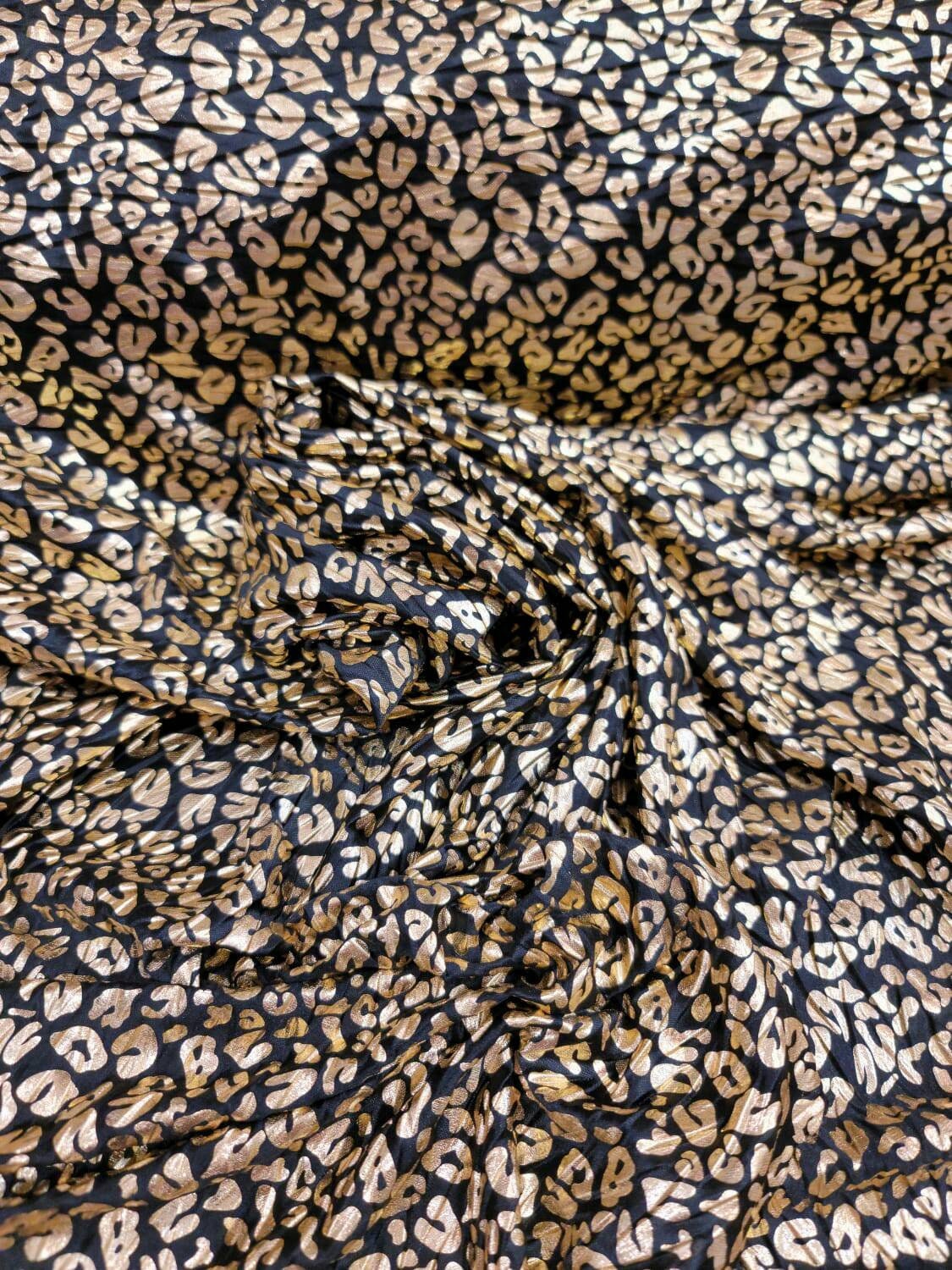 Stretch Faux Leather Cheetah Print Gold Black