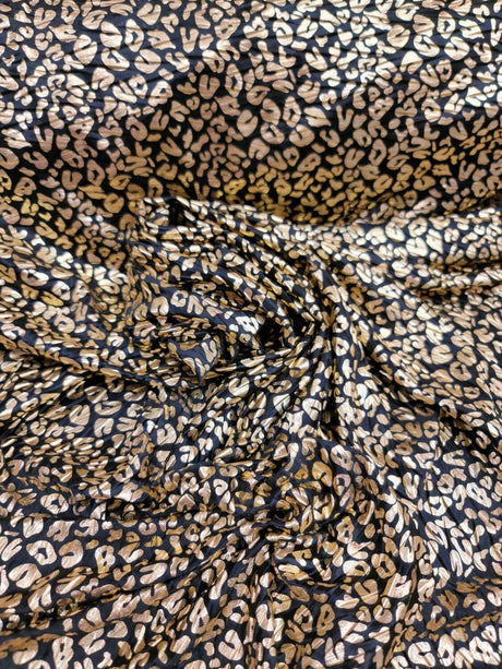 Stretch Faux Leather Cheetah Print Gold Black