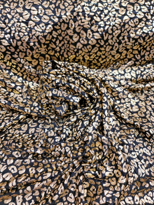 Stretch Faux Leather Cheetah Print Gold Black