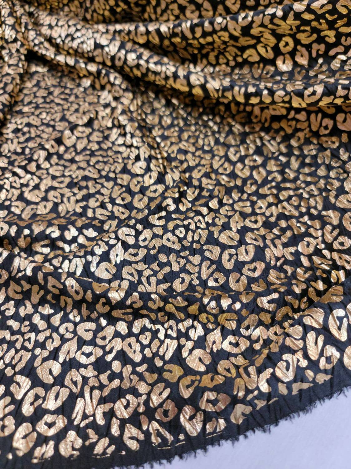 Stretch Faux Leather Cheetah Print Gold Black