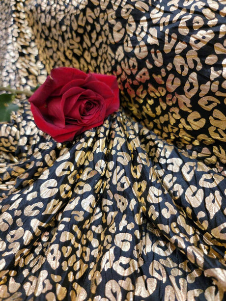 Stretch Faux Leather Cheetah Print Gold Black