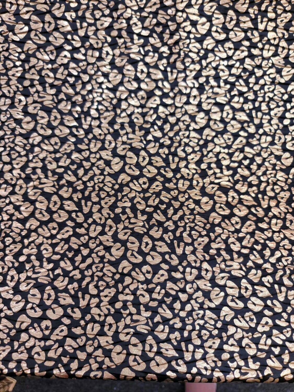 Stretch Faux Leather Cheetah Print Gold Black