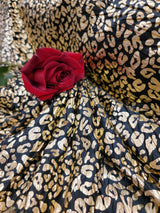 Stretch Faux Leather Cheetah Print Gold Black