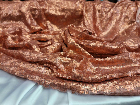Sequin Fabric Matte Cooper on Mesh