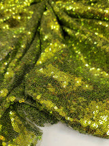 Sequin Mesh Fabric Olive Green