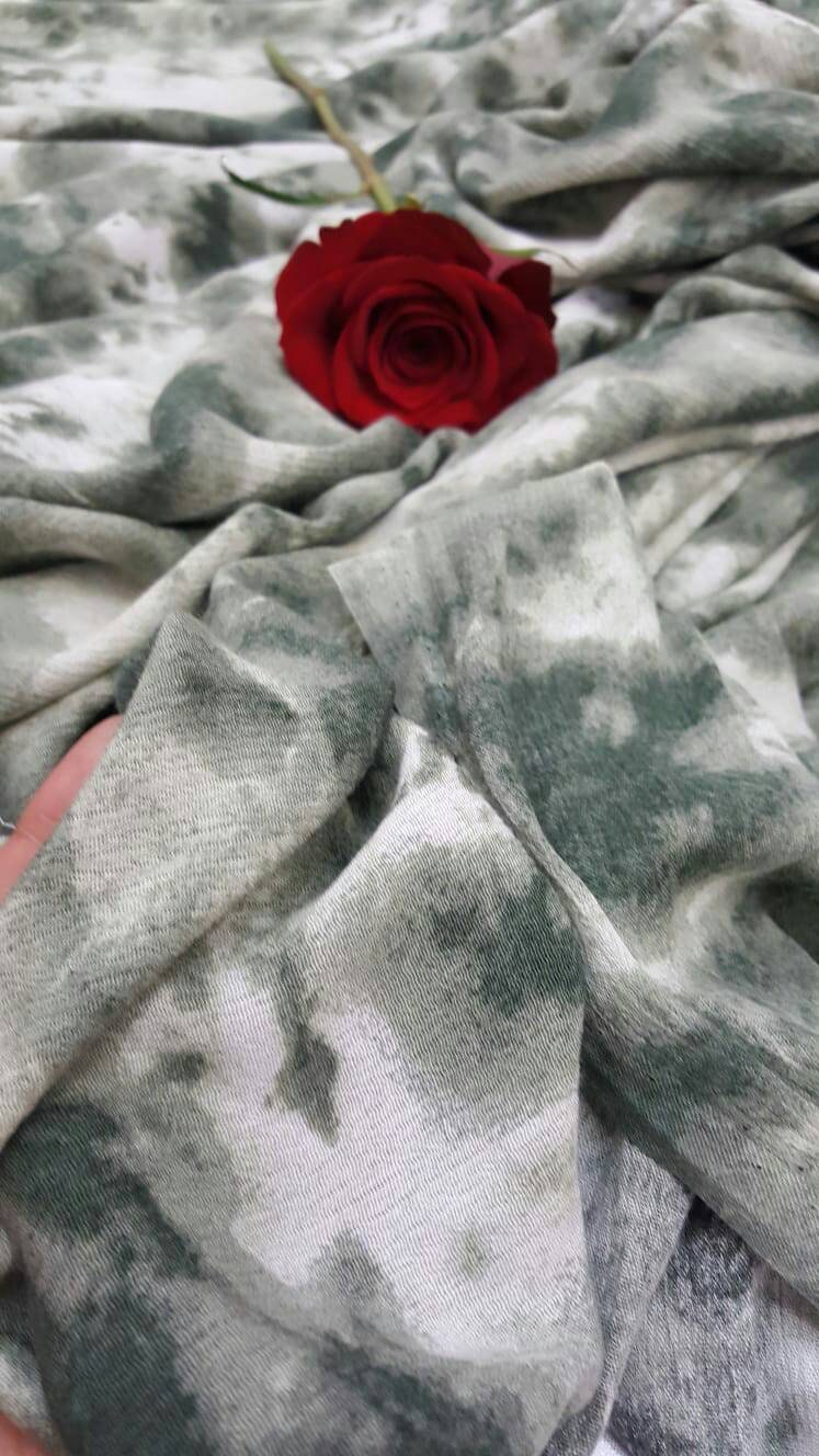 Rayon Challis Tie-Dye Olive Green