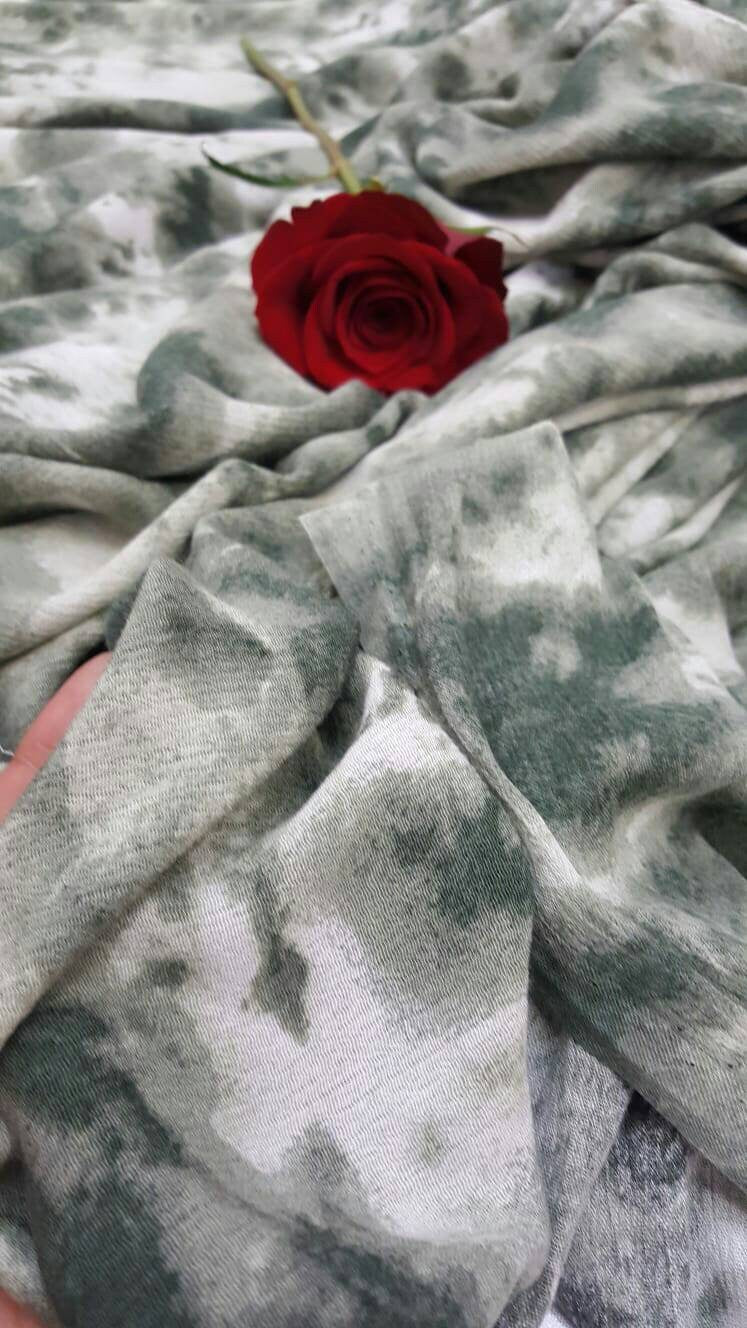 Rayon Challis Tie-Dye Olive Green