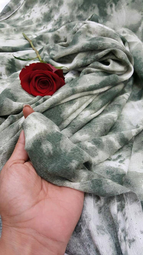 Rayon Challis Tie-Dye Olive Green