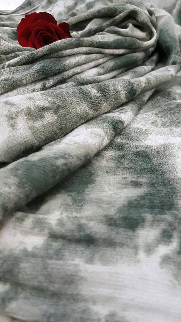 Rayon Challis Tie-Dye Olive Green