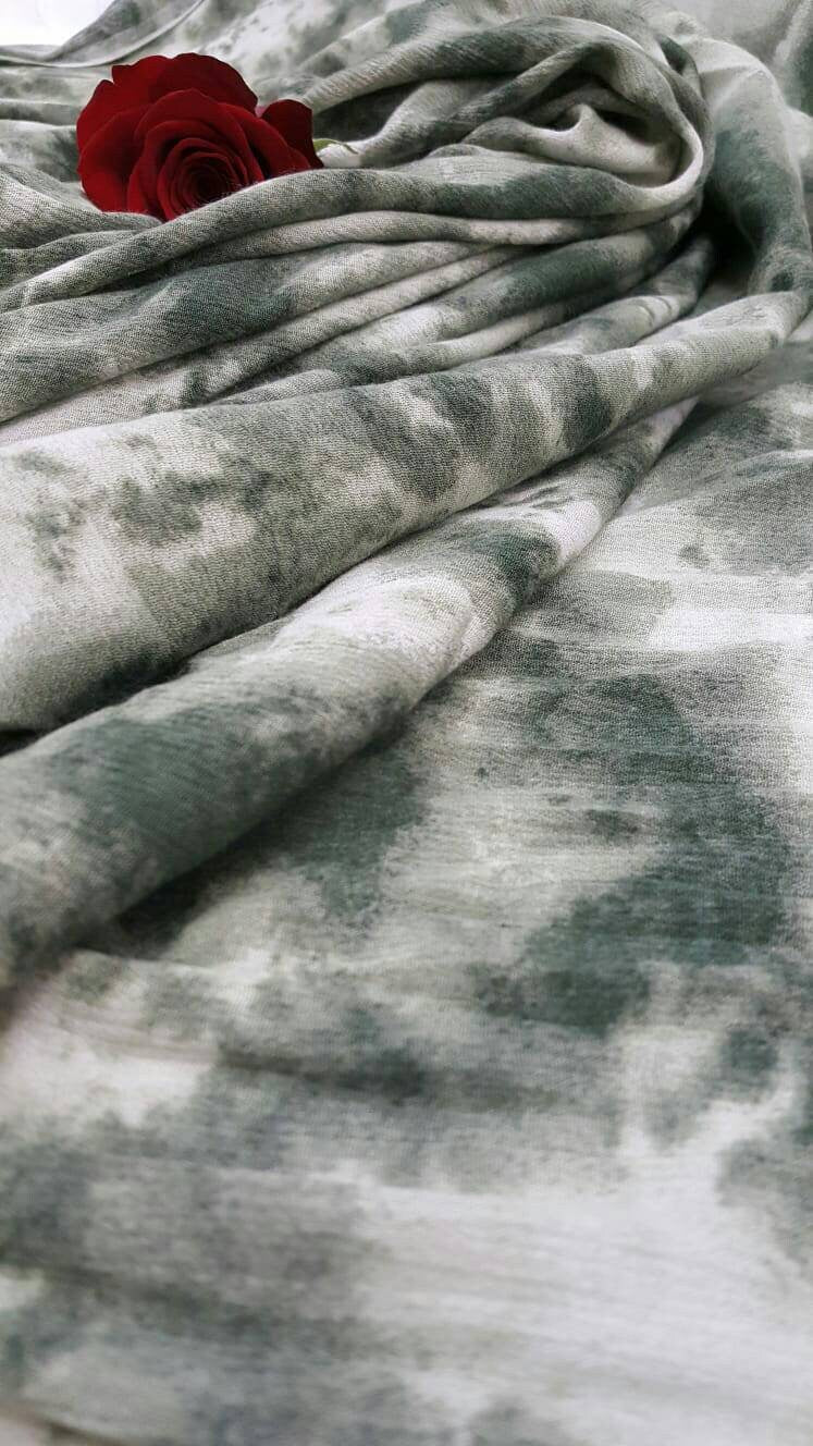 Rayon Challis Tie-Dye Olive Green