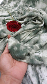 Rayon Challis Tie-Dye Olive Green