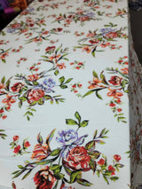 Rayon Challis Floral Print Off White