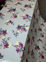 Rayon Challis Floral Fabric Light Gray Pink