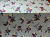 Rayon Challis Floral Fabric Light Gray Pink
