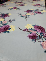 Rayon Challis Floral Fabric Light Gray Pink