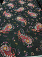 Rayon Challis Black Paisley Floral Print