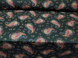 Rayon Challis Black Paisley Floral Print