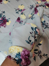 Rayon Challis Floral Fabric Light Gray Pink