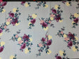 Rayon Challis Floral Fabric Light Gray Pink