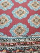 Rayon Challis Fabric Blue Ikat Burgundy