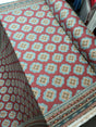 Rayon Challis Fabric Blue Ikat Burgundy