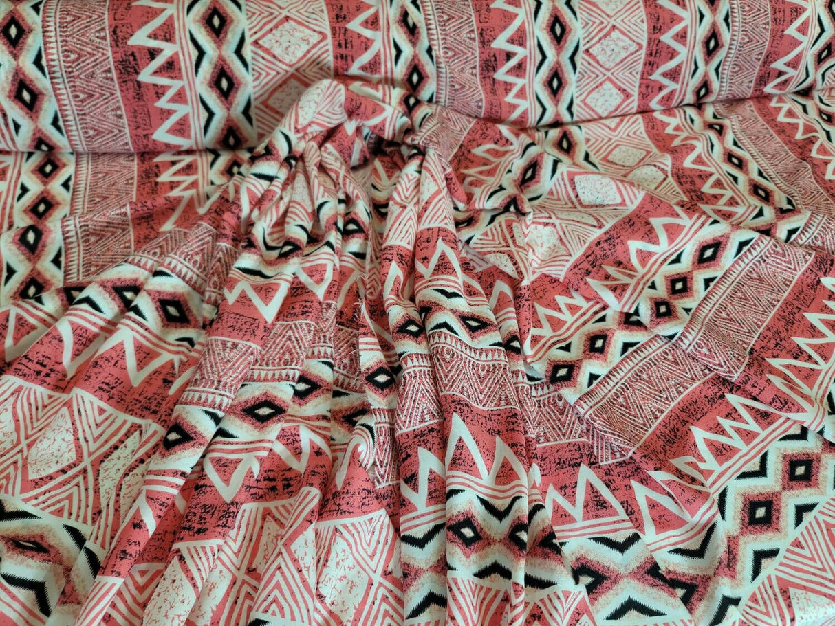 Rayon Challis Print Pink Coral