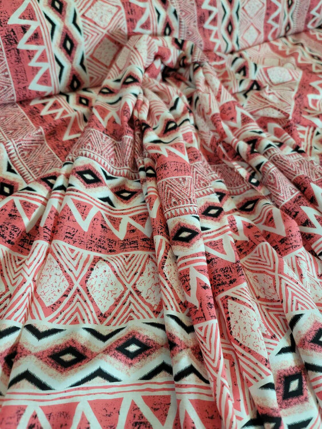 Rayon Challis Print Pink Coral