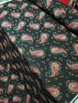 Rayon Challis Black Paisley Floral Print