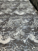 Stretch Spandex Black and Silver Snake Print Fabric