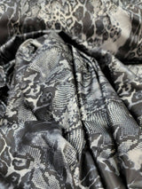 Stretch Spandex Black and Silver Snake Print Fabric